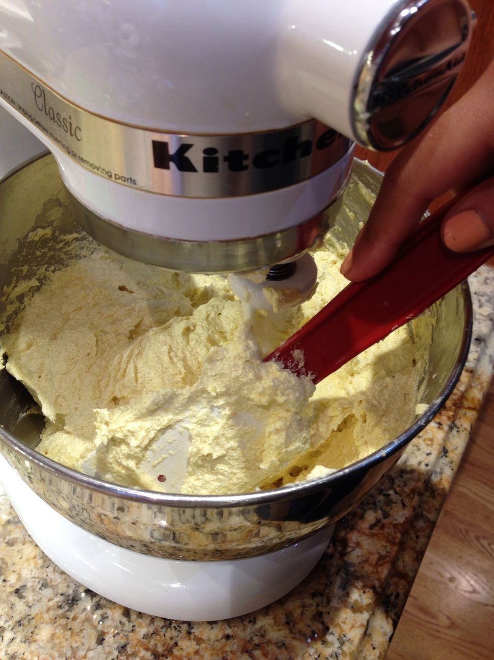 Continue to scrape down bowl as you go(: