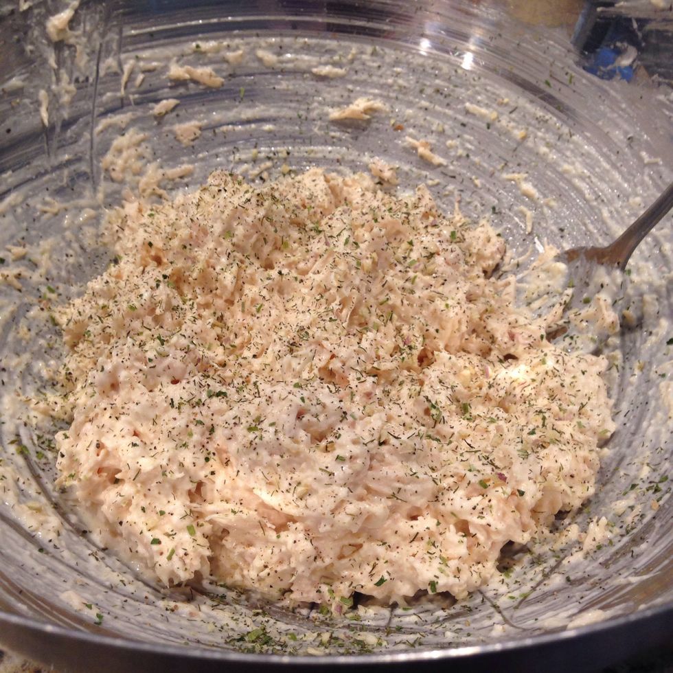 Continue to season and stir until you get your desired chicken salad  flavor.