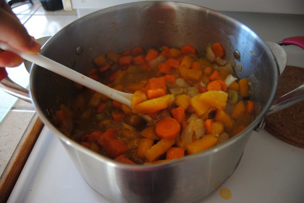 Continue to stir and soup will get thicker as the vegetables break down.
