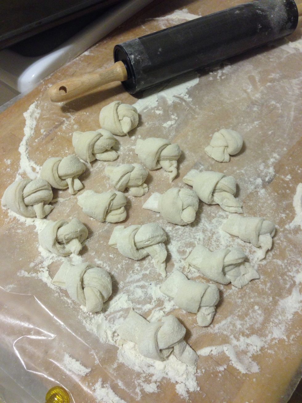 Continue until the dough is all complete.