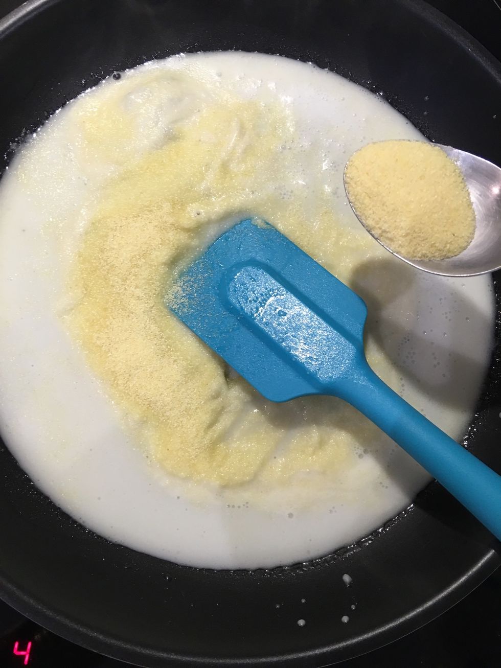 Continue untill all the semolina is incorporated. Cook 1 more minute.