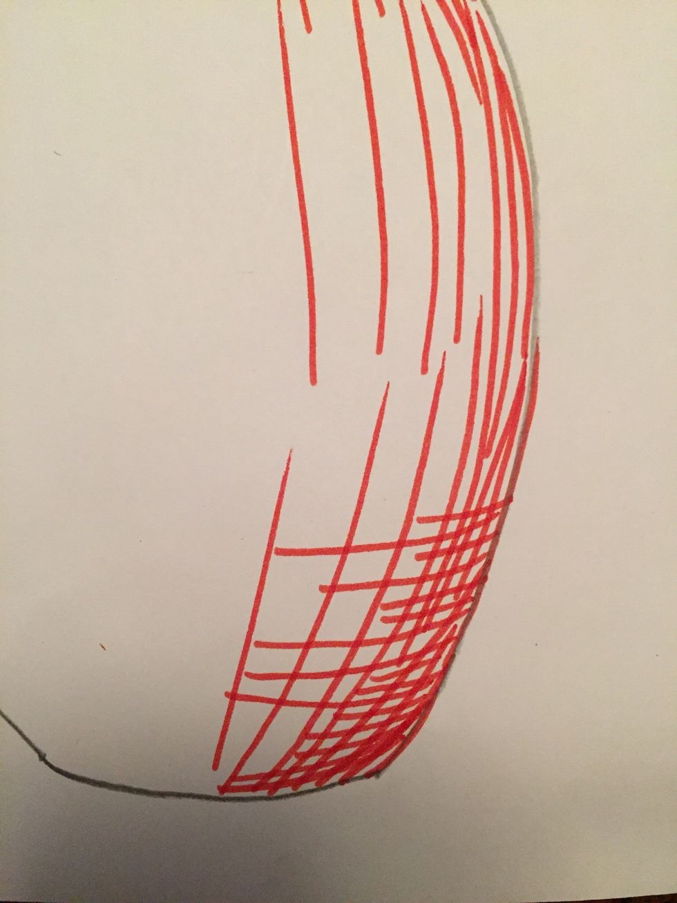 Continue up the right side of your bottle. Vary the lengths: long, medium, short.