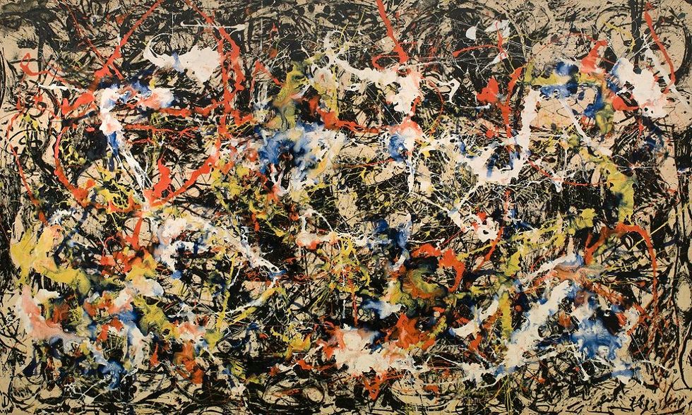Convergence- Jackson Pollock in 1952. Considered as one of the best bravest action paintings. This painting can be viewed at Albright-Knox Art Gallery, Buffalo, New York.