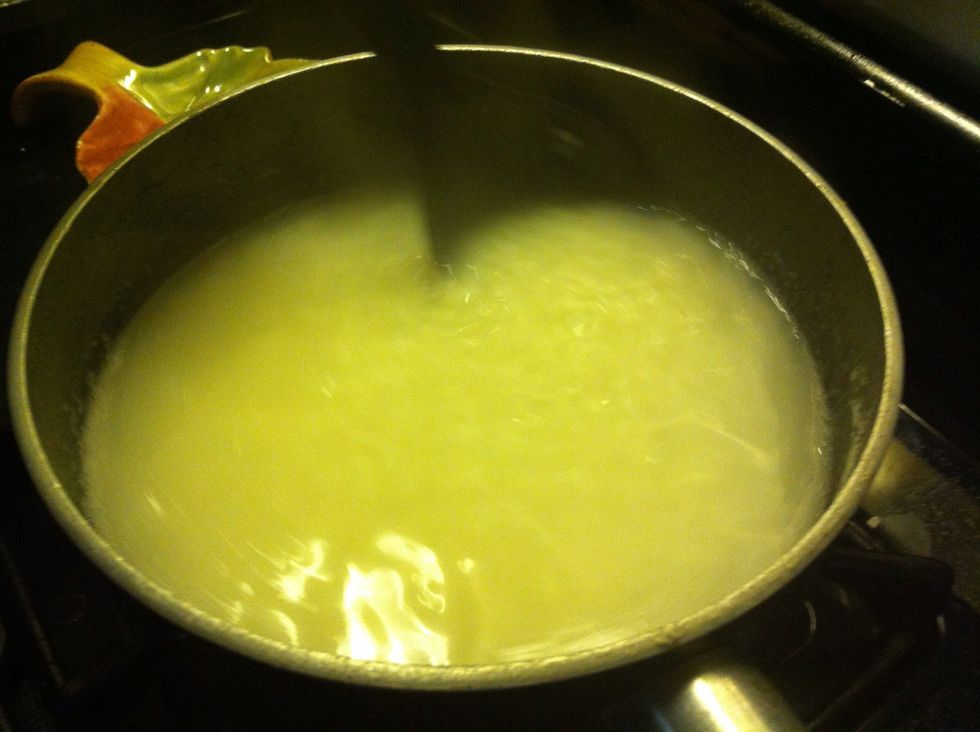 Cook 1 cup white rice in 2 cups water and boil until done. Add to soup. You can also simply add 1 cup of rice to soup and cook there.