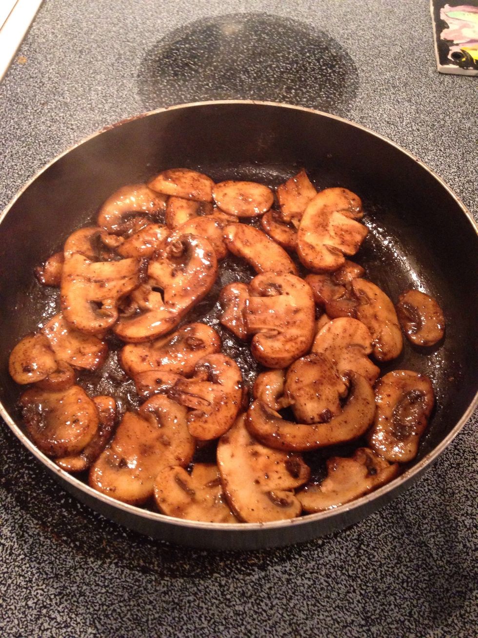 Cook 5-8 minutes until mushrooms are golden brown in color.
