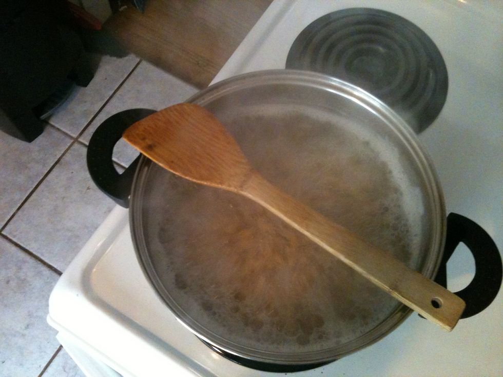 Cook around 1.5 cups of pasta to al dente, according the the suggested cooking time.