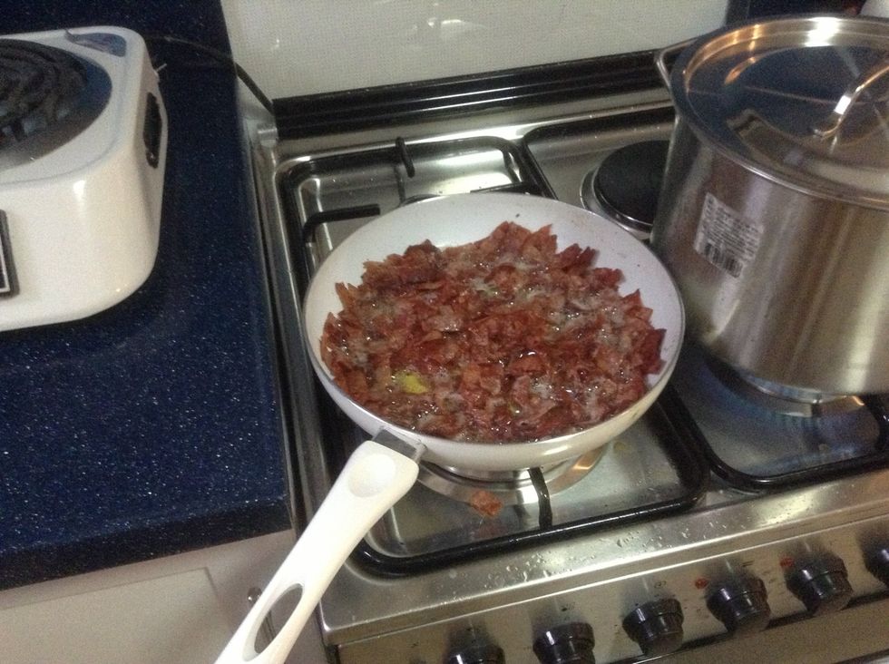 Cook bacon until brown