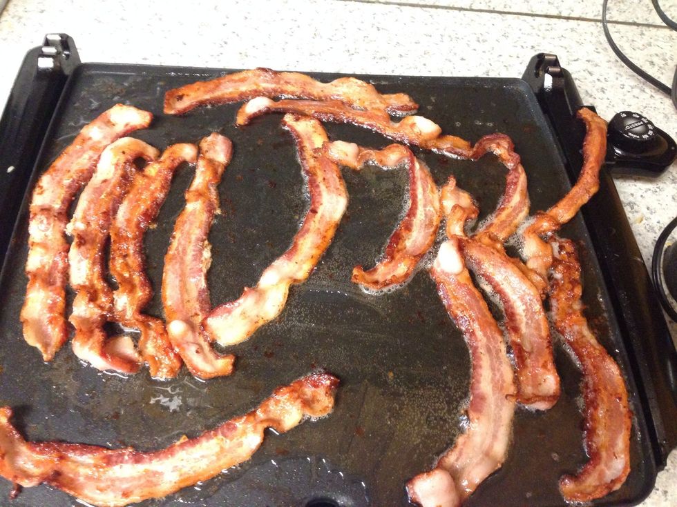 Cook bacon until crisp and crumble.