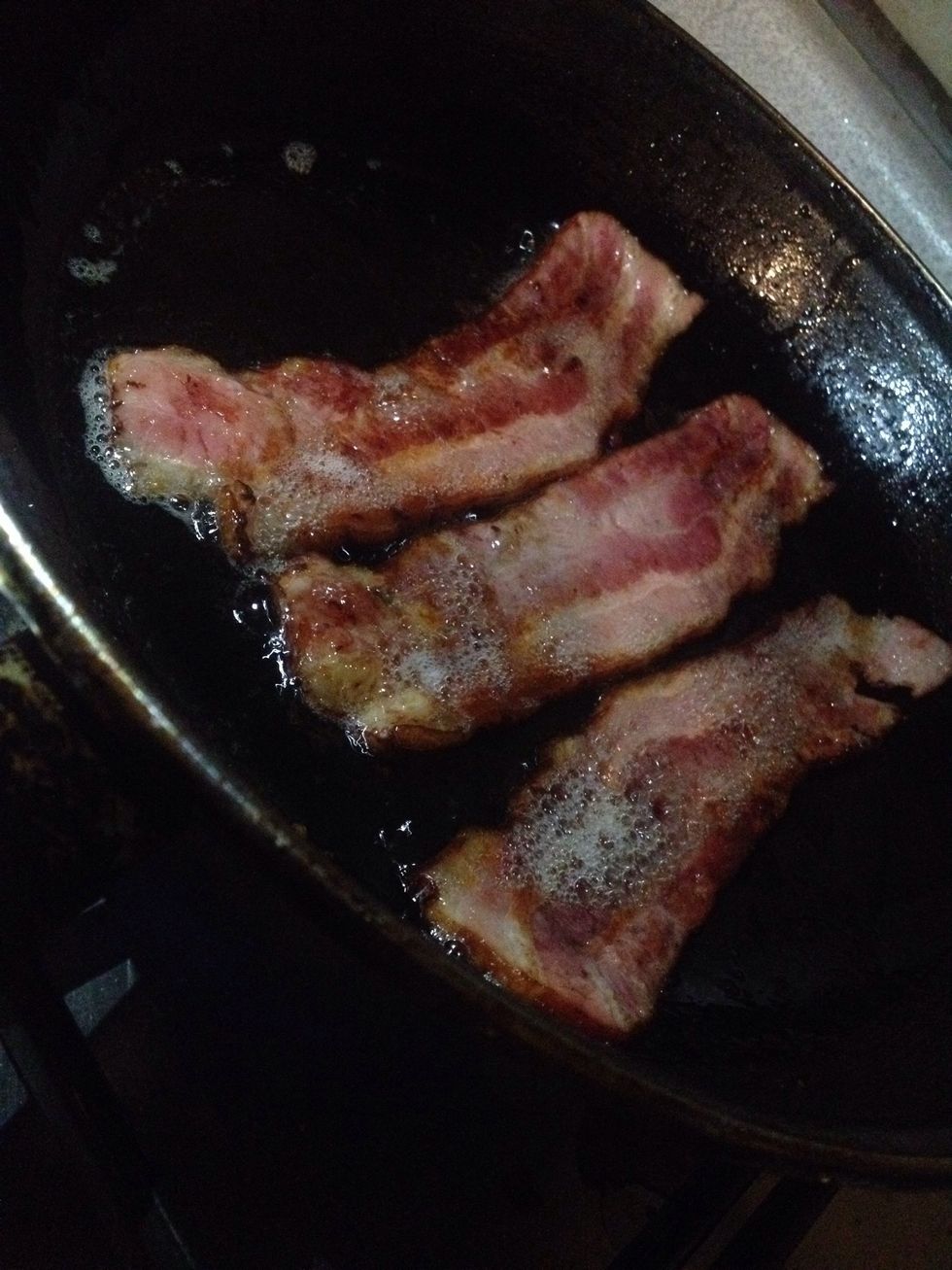 Cook bacon until it looks crispy and awesome
