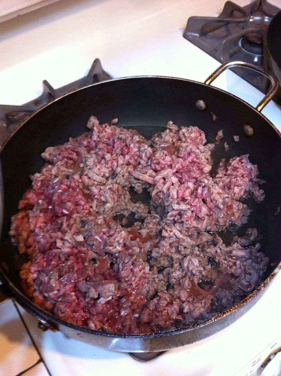 Cook beef until it's tender