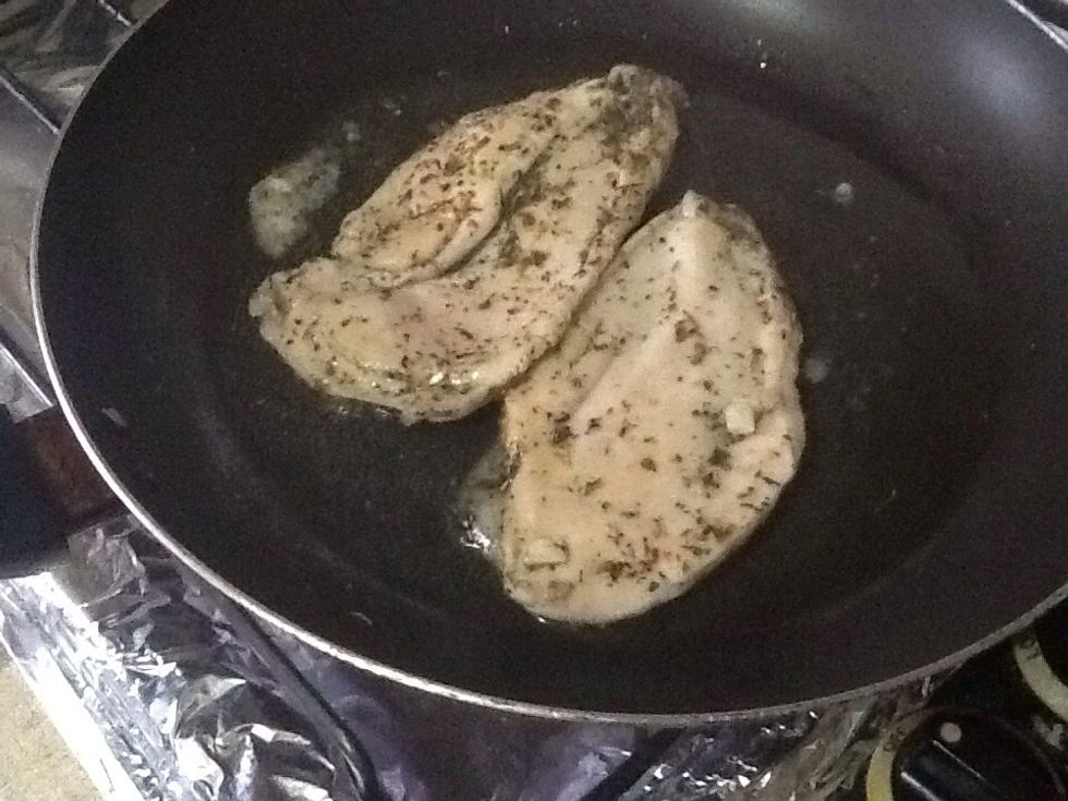 Cook chicken for 3-5 minutes on each side or until brown on each side