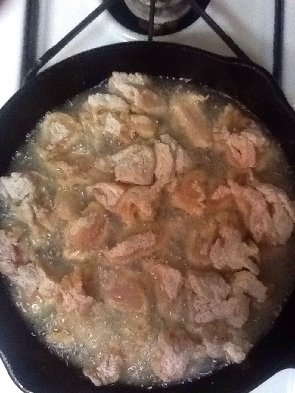 Cook chicken until done