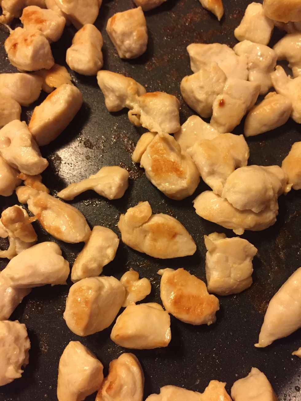 Cook chicken until golden brown on each side