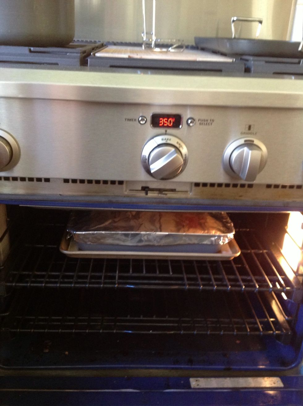 Cook covered for one hour at 350 degrees.