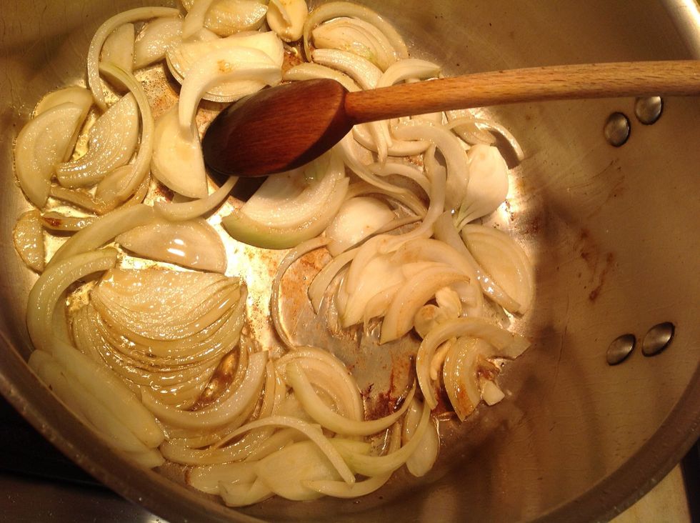 Cook down onions and garlic