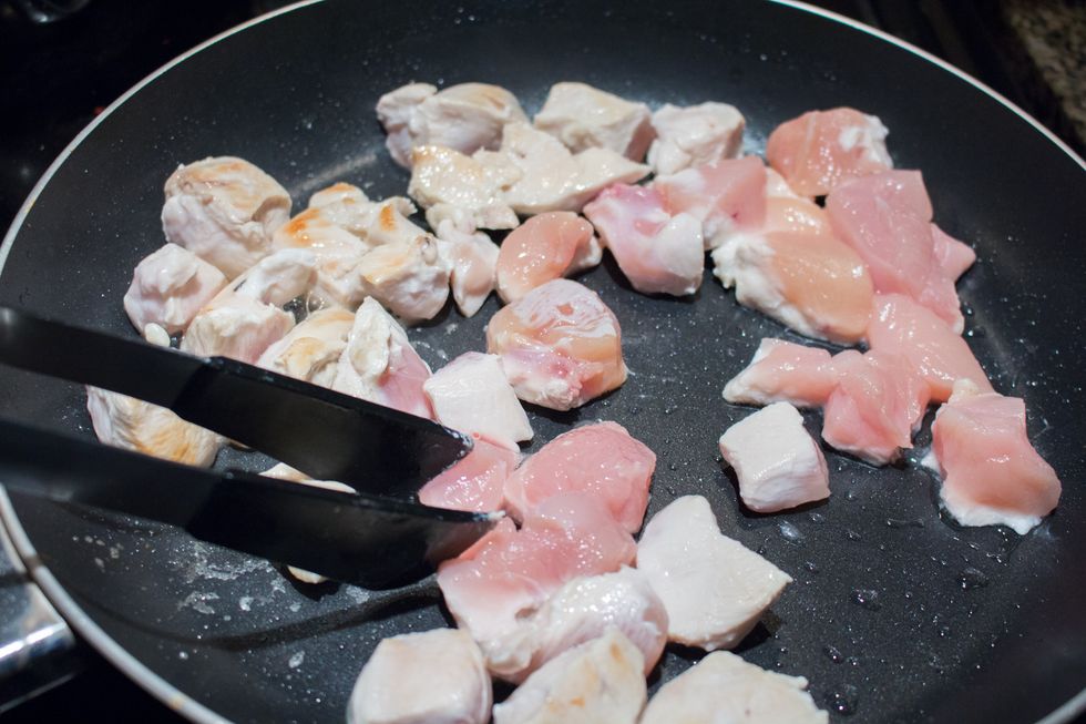 Cook each side ~ 7 minutes or until chicken is opaque and white.