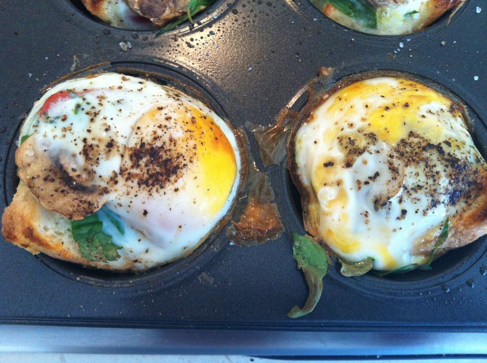 Cook eggs in oven for desired texture. As shown: I like my eggs slightly on the cooked side so was baked for 18 mins on 190 degree Celsius