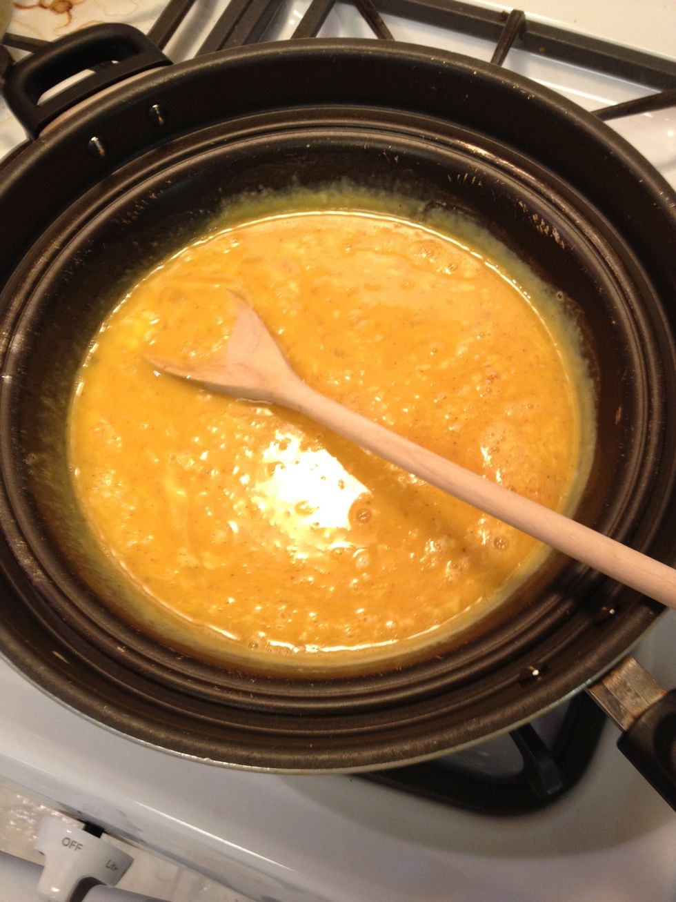 Cook eggs over medium heat.