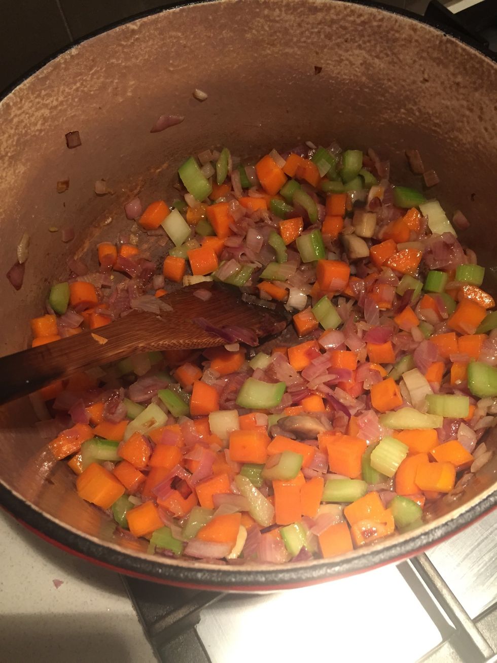 Cook everything apart from mushrooms