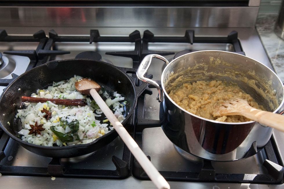 Cook everything down until the onions, shallot or garlic are translucent, and things are aromatic.