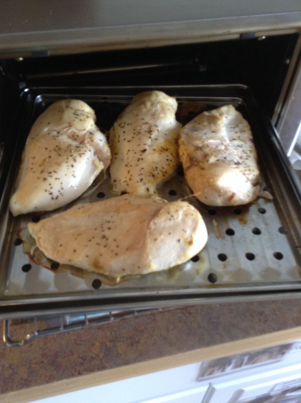 Cook for 20 minutes or until chicken is no longer pink in the center