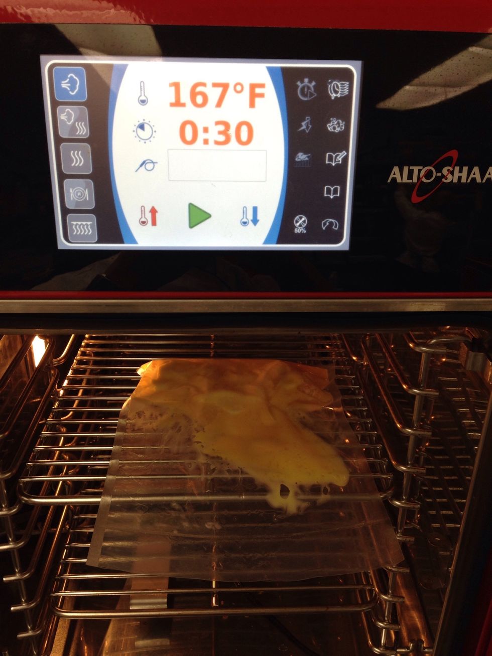 Cook in combi at 167F (75C) for 30 minutes on steam mode.