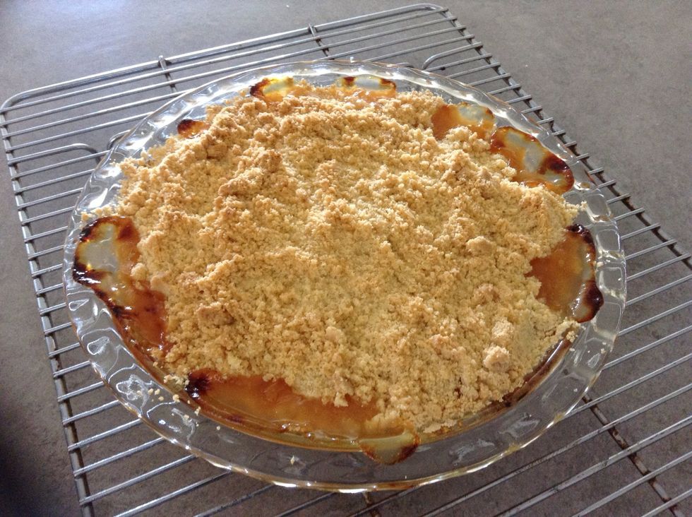 Cook in hot oven for 15-20 minutes, or until the topics crisp and the fruit is bubbling up at the sides