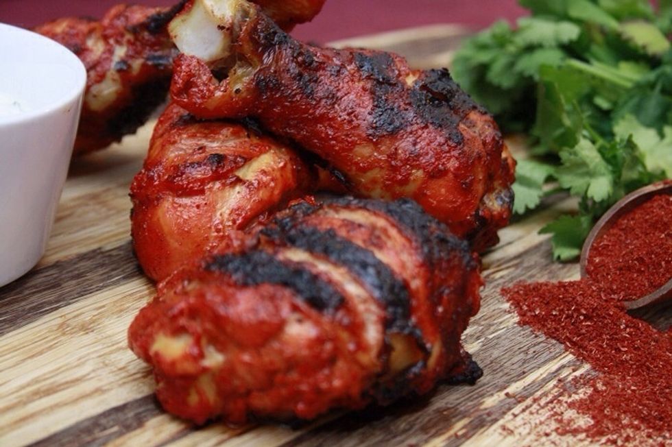 Cook in the oven for 30-35 minutes at 200c/390f. Then Grill for 5-10 minutes until crisp and slightly charred. For an even better taste cook on a BBQ. Serve and enjoy!