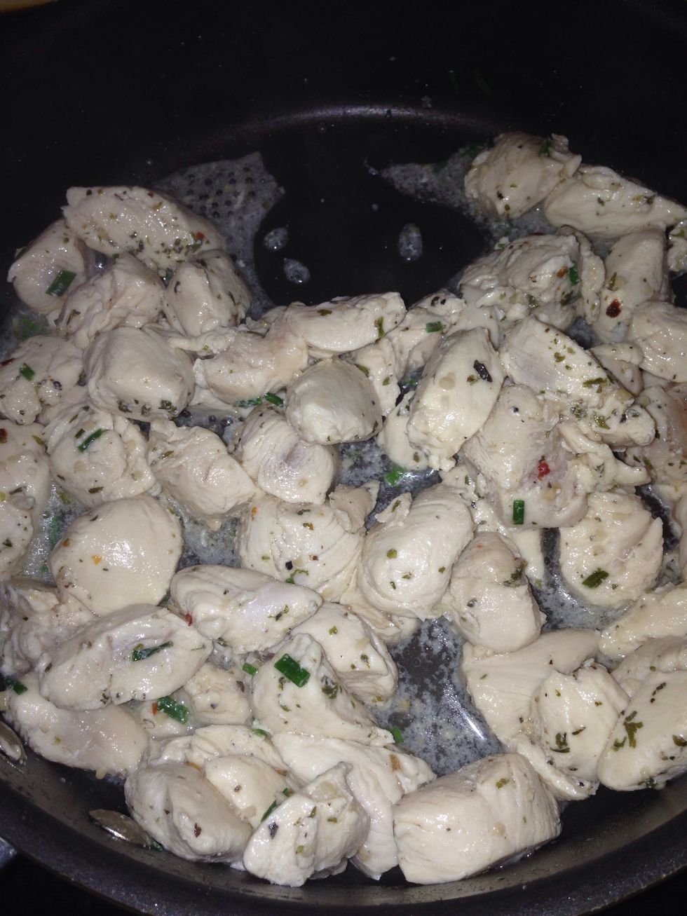 Cook it until it's like this...done but not really. Take it out of the pan juices and all and set it aside.