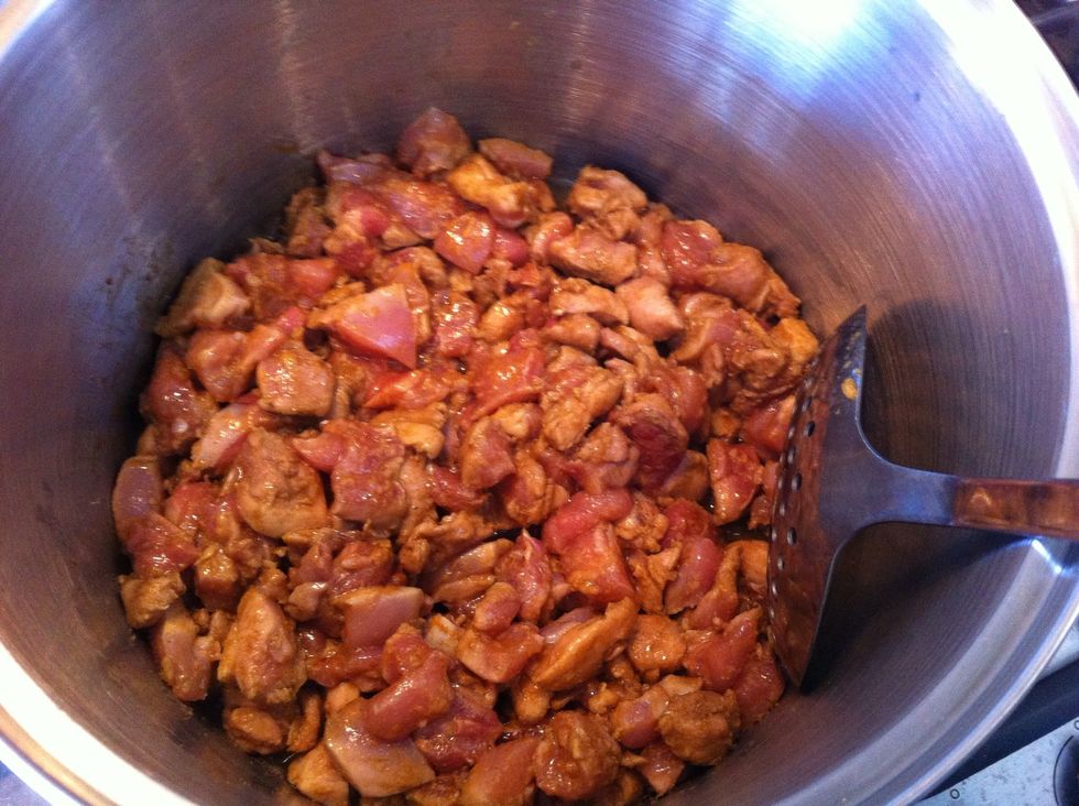 Cook it until the chicken is cooked through.