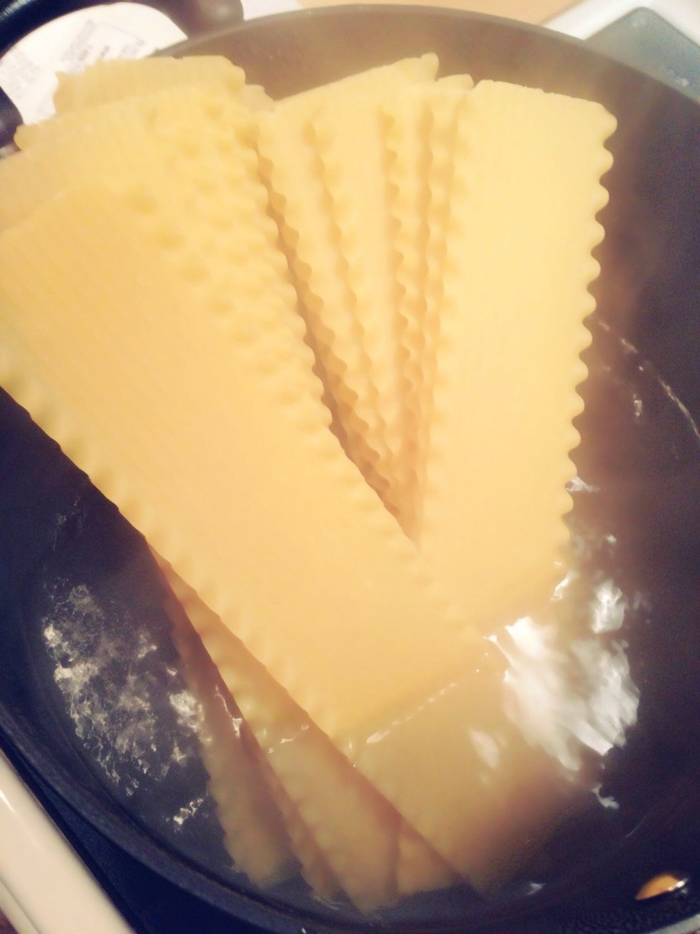 Cook lasagna noodles al dente. Ten ounces of lasagna noodles is approximately 8-10 noodles.