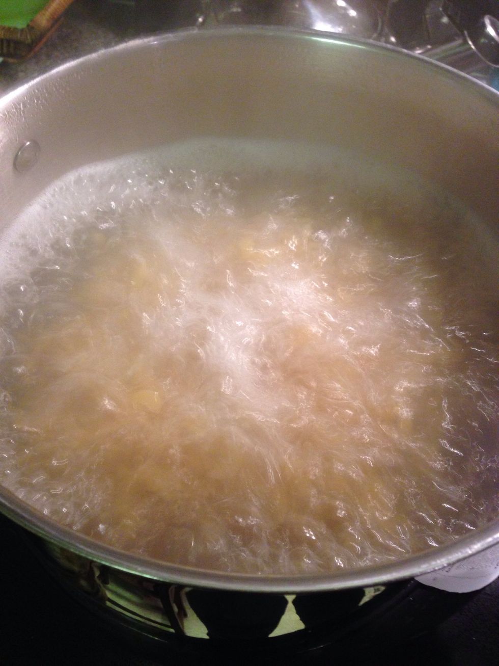 Cook macaroni until firm. Do not over cook! Drain. Set aside.