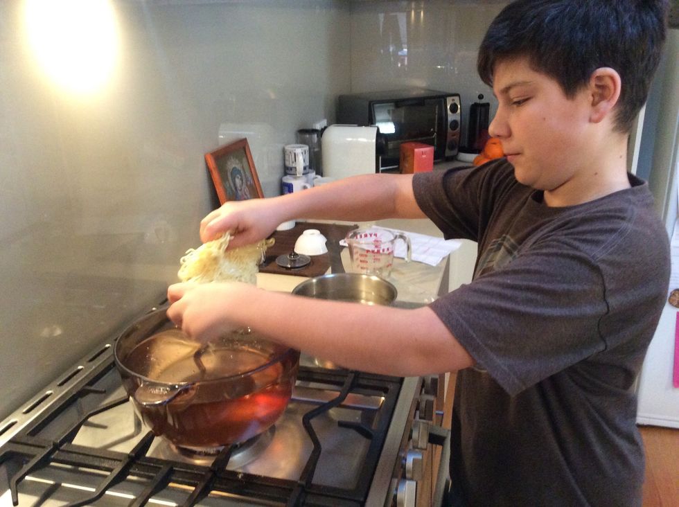 Cook noodles until tender