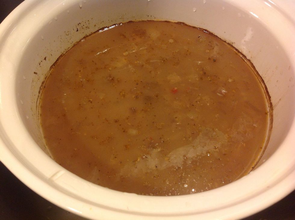 Cook on low for 8-10 hours.  Bean should be soft, not mushy.