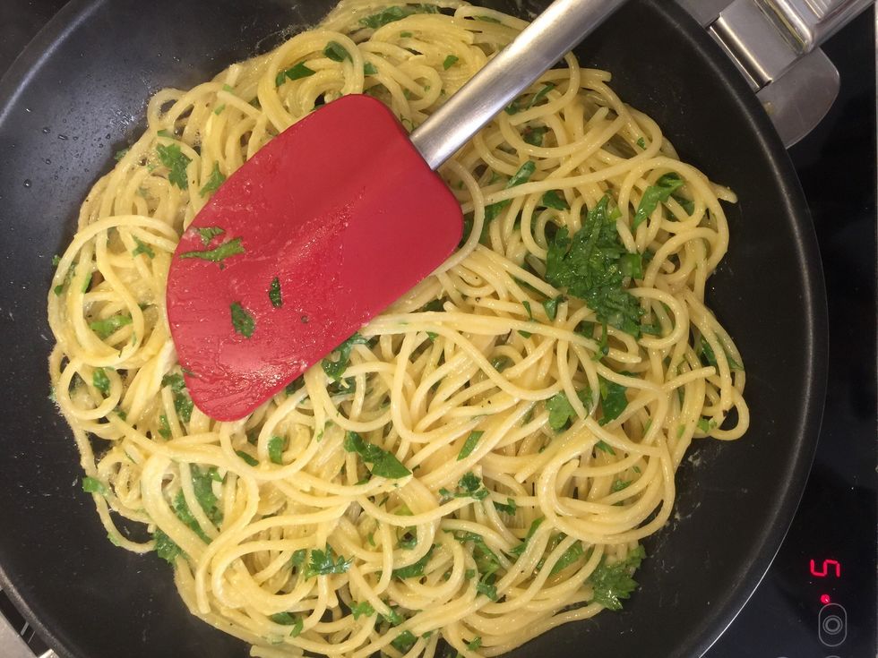 Cook on medium heat 5 mins until golden and crispy. Turn over and cook 5 more mins.