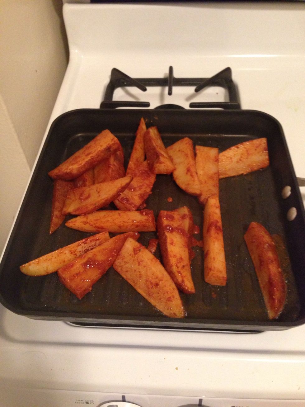 Cook on one side until golden (about 4 mins each)