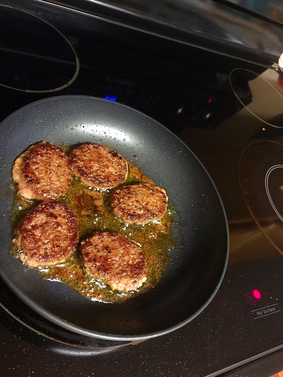 Cook sausage until done.