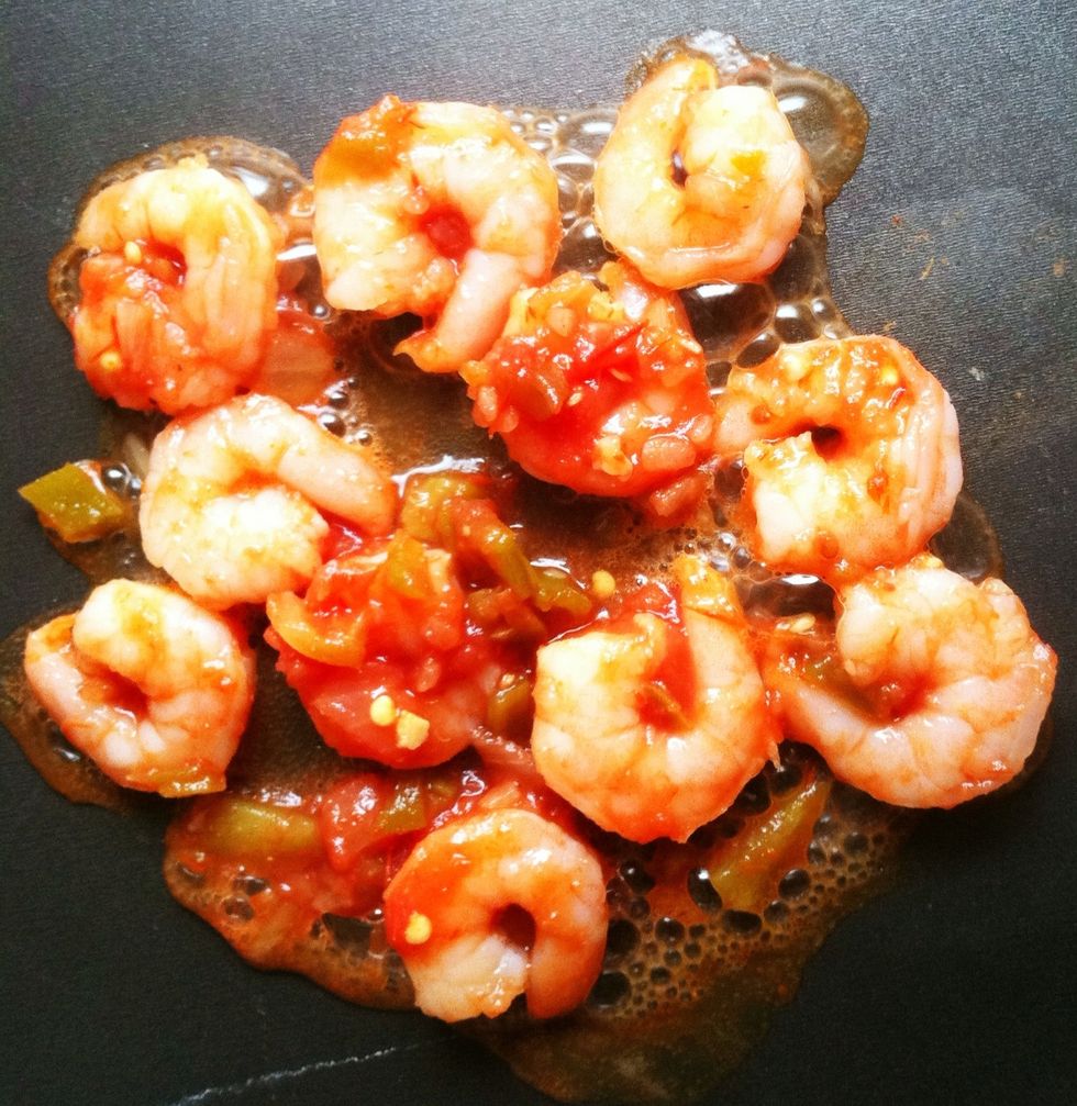 Cook shrimp in salsa, bottled is fine.