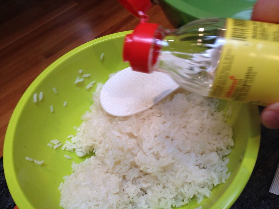 Cook some white sushi rice. When it's done put it in a bowl and add a few tablespoons of vinegar.