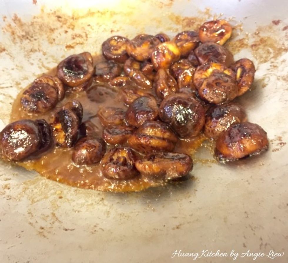 Cook, stirring occasionally, until the mushrooms are tender, fully flavoured and the fluid has dried up.