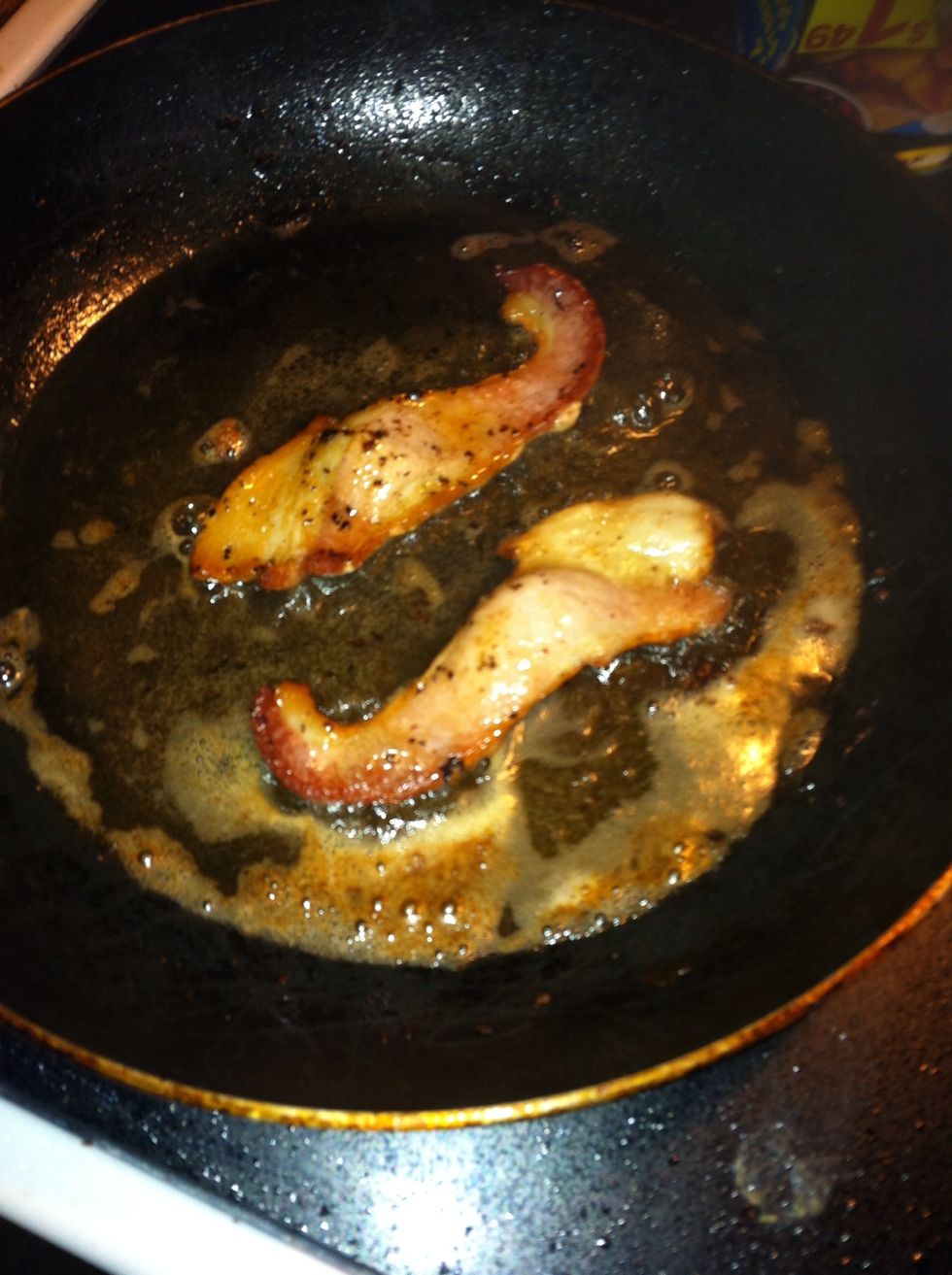 Cook the bacon.