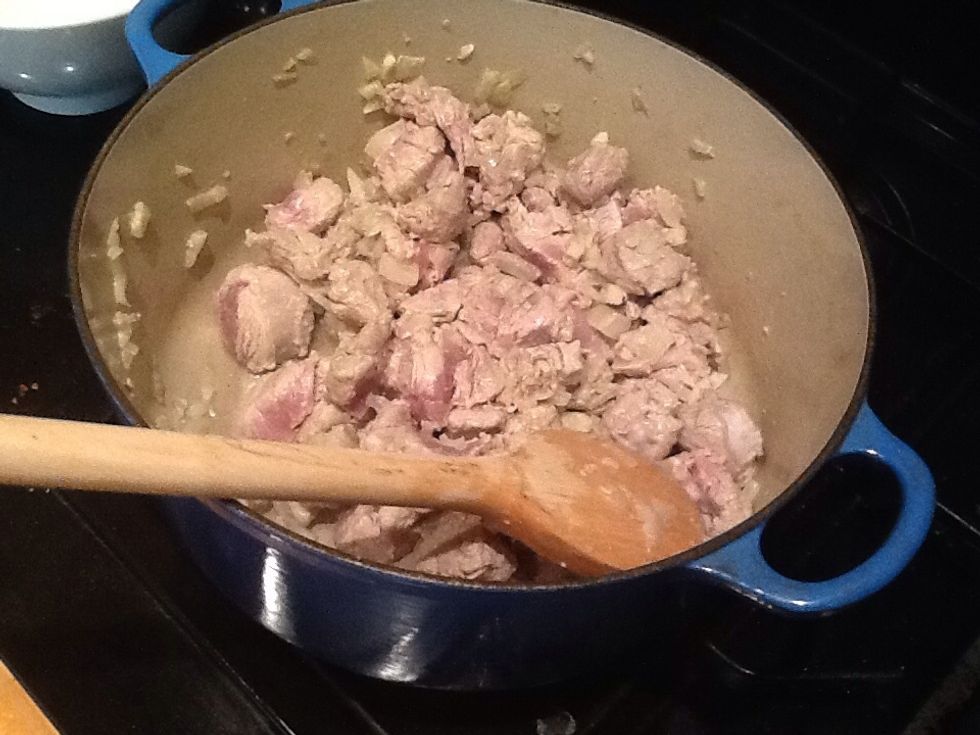 Cook the beef until the outside has seared