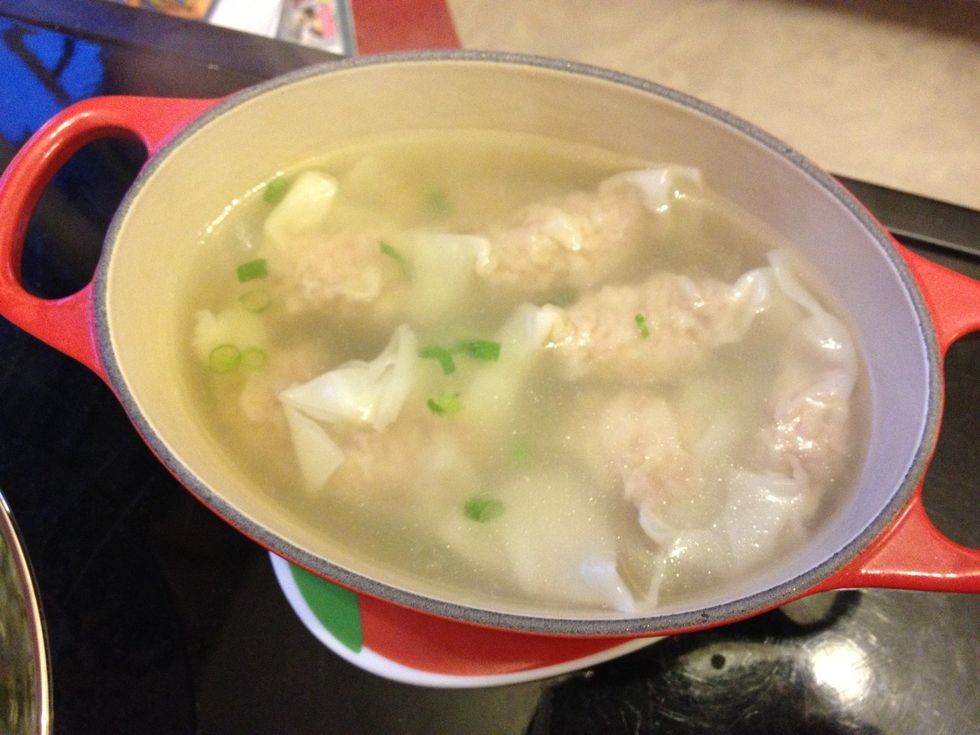 Cook the dumpling into boiling water for five mins, ready to serve!