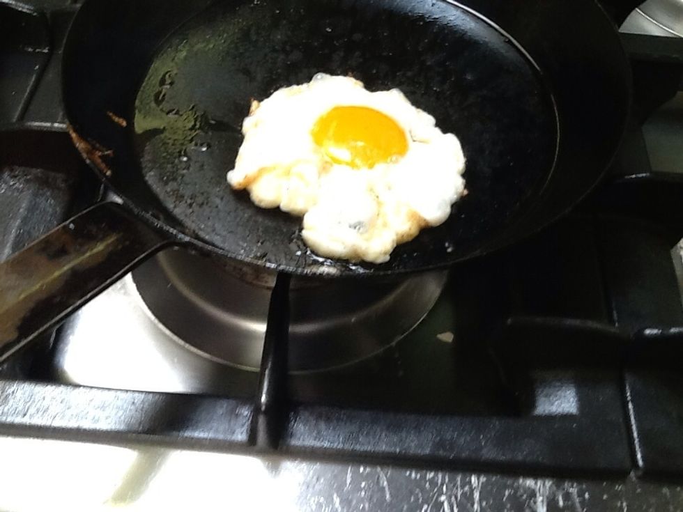 Cook the eggs I do mine over easy so my yoke didn't run