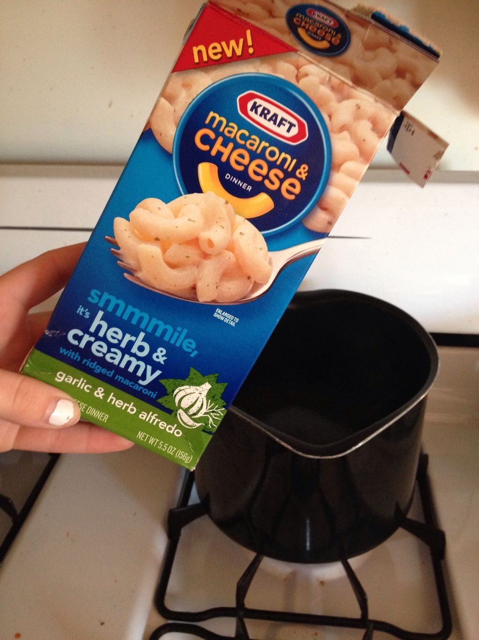 Cook the macaroni according to the box.