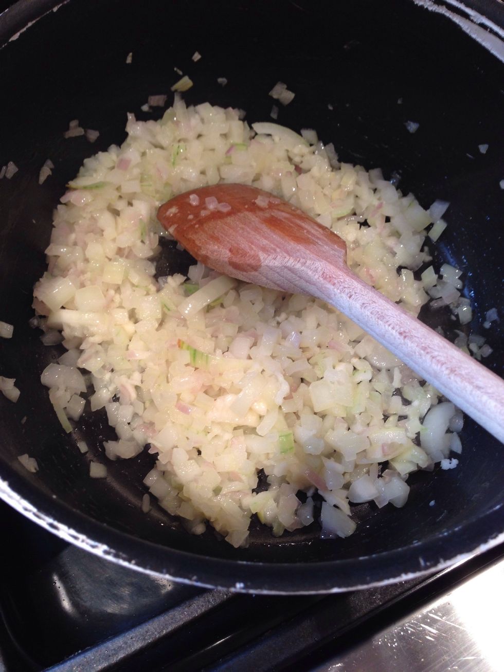 Cook the onion and garlic in oil for a few minutes until soft