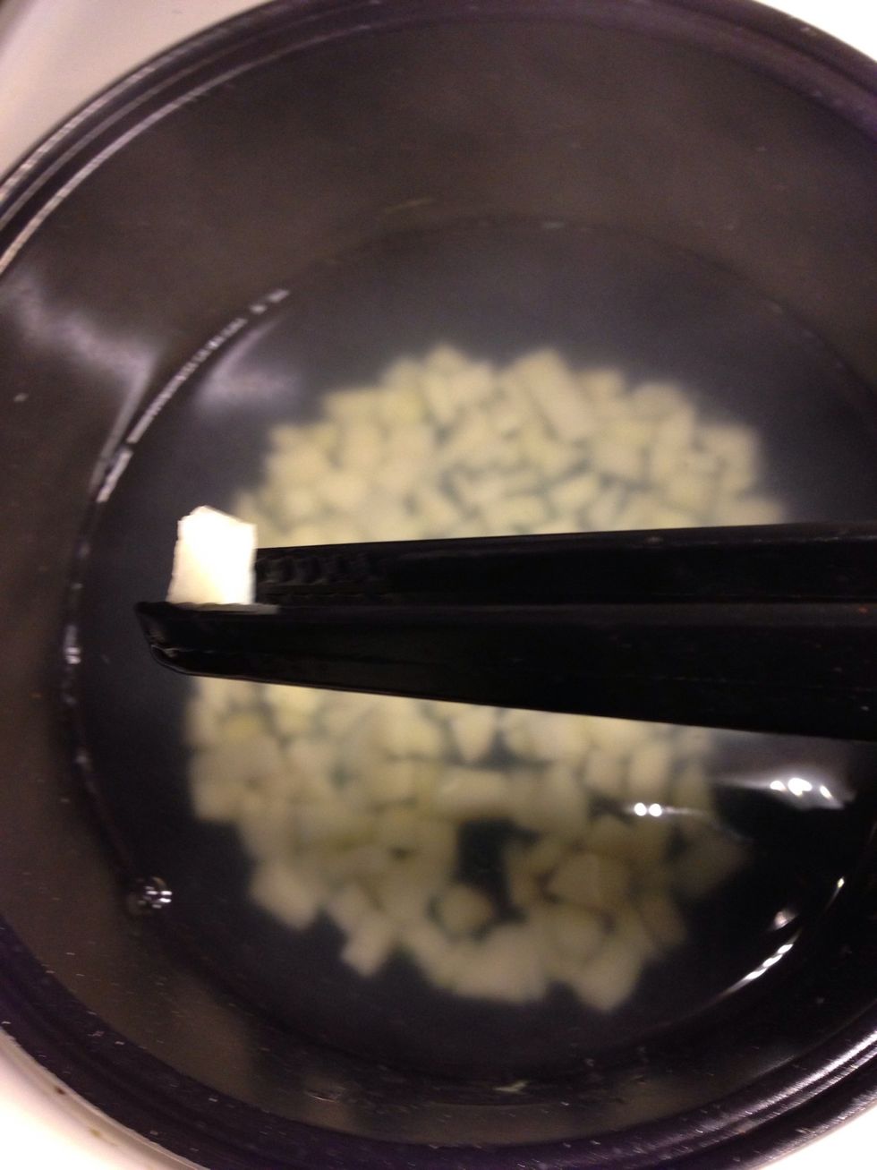 Cook the potatoes until they got al dente that u can determine by tasting or with a fork.