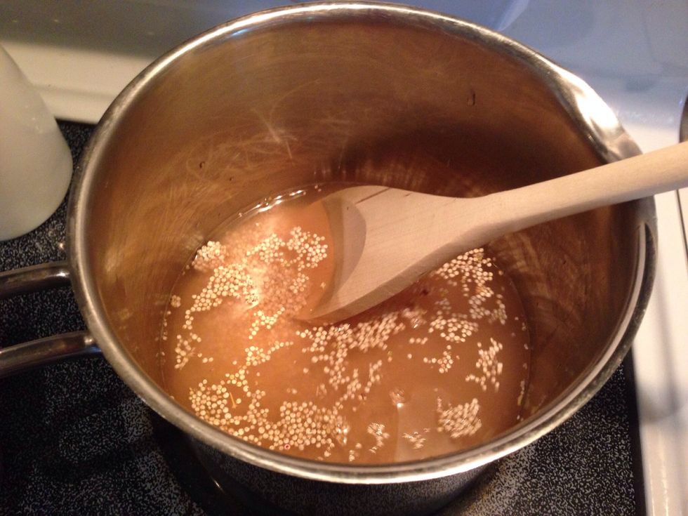 Cook the quinoa according to package directions.  (This is prepared just like rice.)