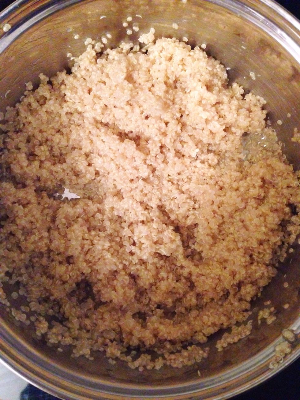 Cook the quinoa for about 20 minutes. Directions should be on the packing. I used double the amount of water to cook it.