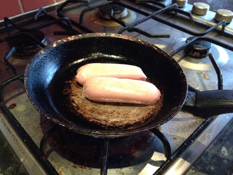 Cook the sausages on a medium heat for a good 10 minutes.